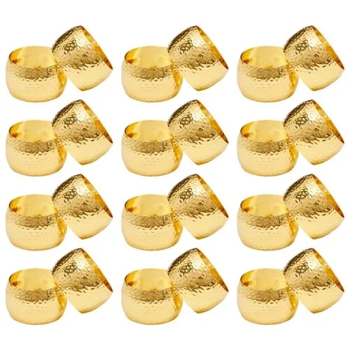 Set Of 12 Gold Napkin Rings Holder For Wedding Christmas Thanksgiving Party 1.8