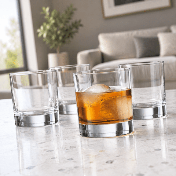 Set Of 12 Heavy Base Rocks Glcups Elegant Old Fashioned Drinking Glasses For Beer And More - Dishwasher Safe Lead10oz.