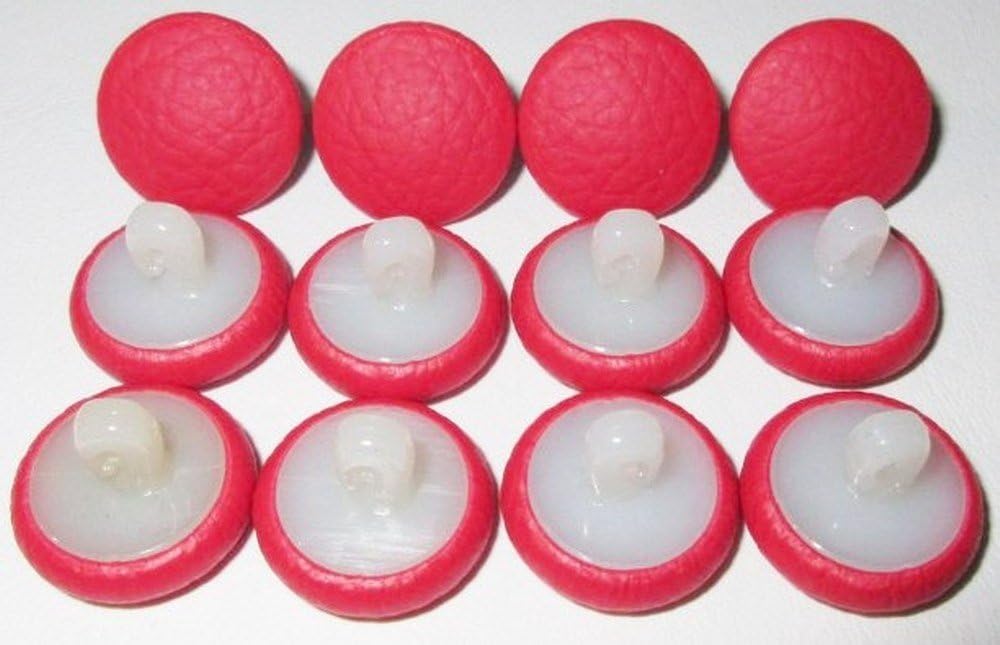 Set Of 12 Nylon Hook Back Upholstery Buttons Bright Red Vinyl (30 3/