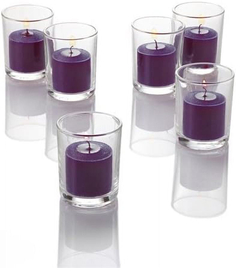 Set Of 12 Purple Votive Candles And 12 Glass Votive Holders - Walmart.com