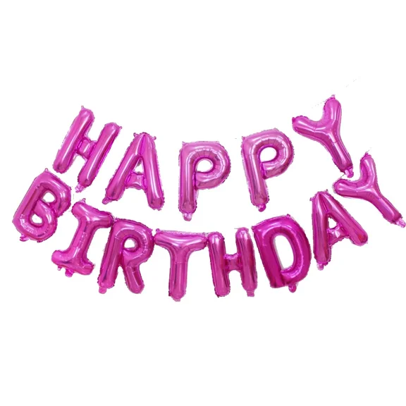Set Of 13 Letter Hot Pink 16" Happy Birthday Party Foil Balloon Wild One Baby