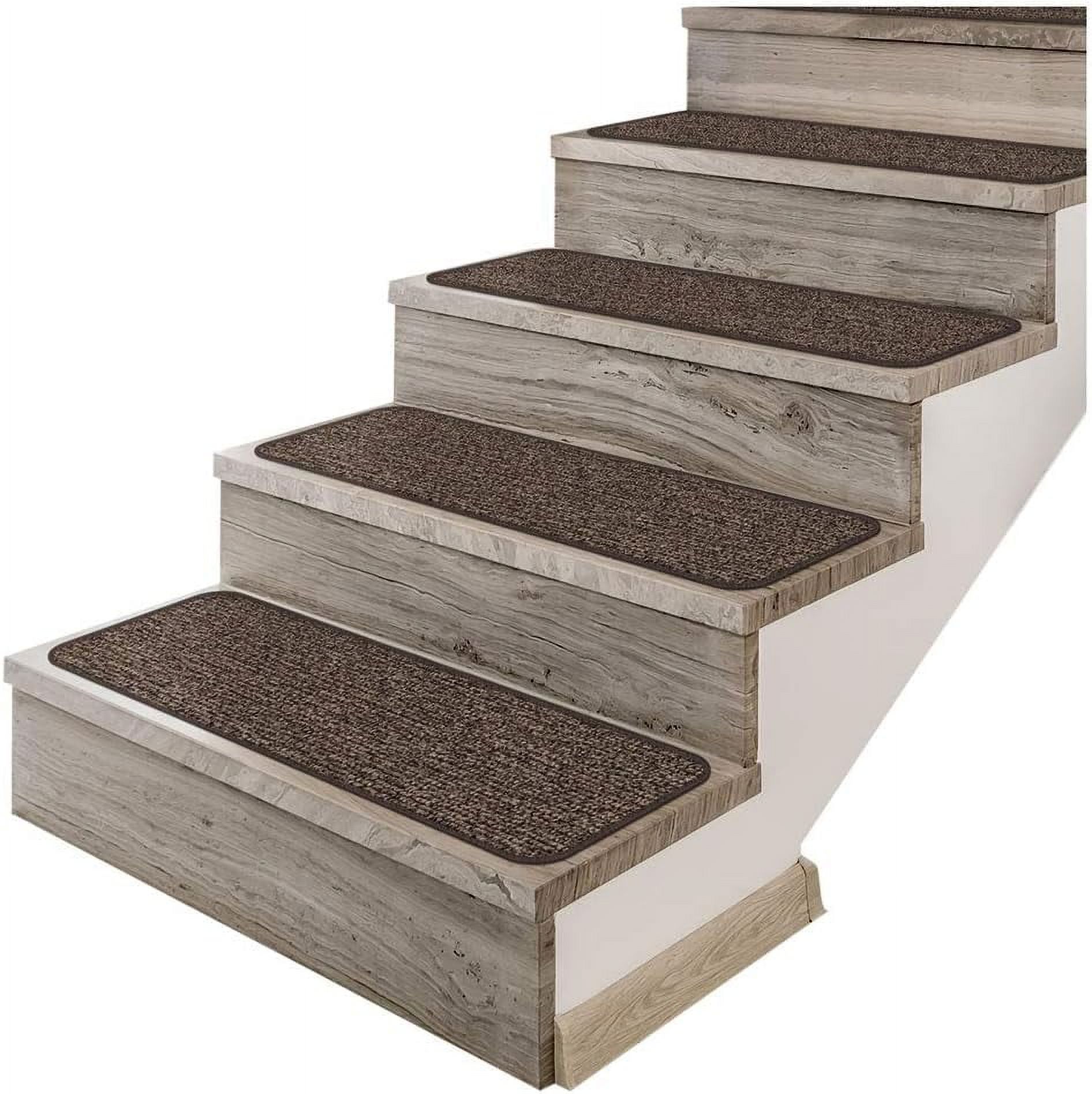Set Of 15 Adhesive Carpet Stair Treads Pebble Gray 8 Inches X 27