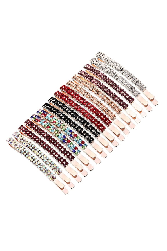 Set Of 16 Rhinestone Pins Double Rhinestone Hair Barrette Clip Metal Hair Pins For Women Girls Multi Color