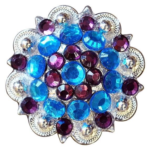Set Of 16 Screw Back Concho Capri Amethyst Crystal 1-1/4In Saddle Hilason