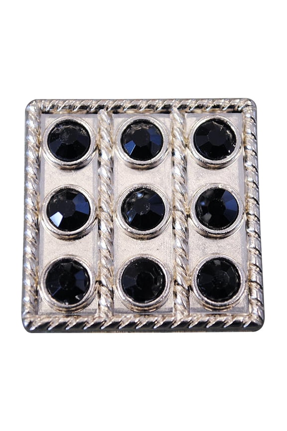 Set Of 16 Western Screw Back Concho Black Crystal Square Bling Cowgirl