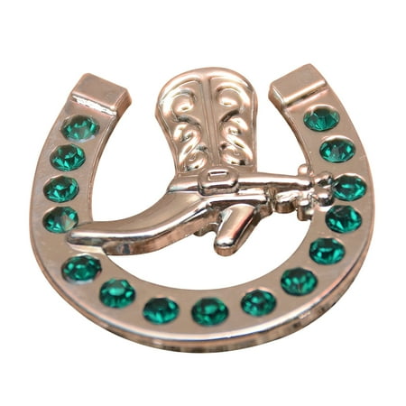 Set Of 16 Western Screw Back Concho Emerald Horseshoe Boots Crystals
