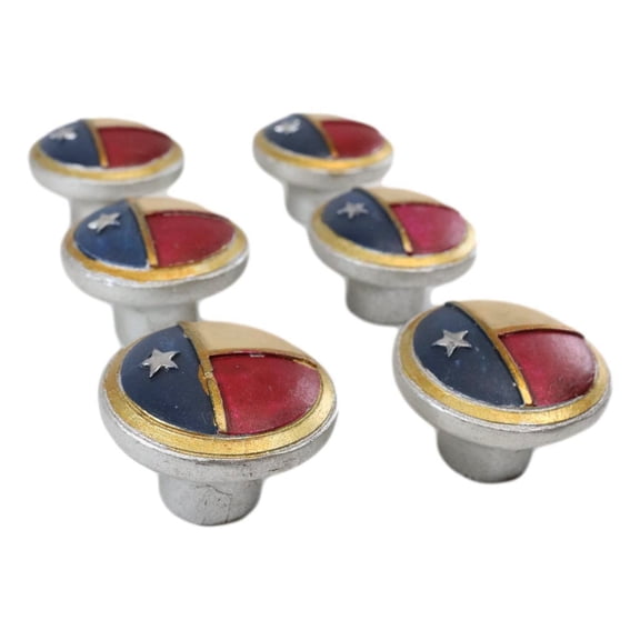 Set Of 18 Patriotic Western Rustic Texas Lone Star Flag Cabinet Door Pull Knobs