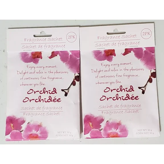 Set Of 2 2 Pc Orchid Scented Sachet Drawer Bags Fresh Scent Air Freshener