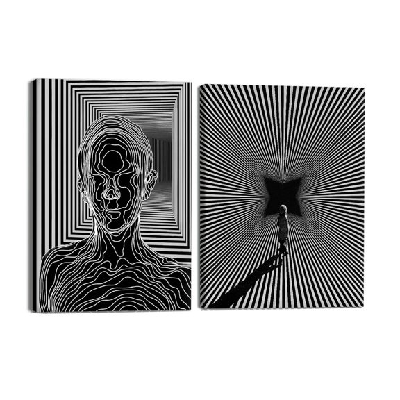 Set Of 2 Abstract Optical Line Art 1216 Inch Canvas Wall Art Wall Dcor For Living Room Office