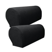 Set Of 2 Armrest Chair Covers, Stretch Armchair Couch Arm Rest Cover Anti-Slip Spandex Sofa Chair Arm Caps Slipcovers - Black, as
