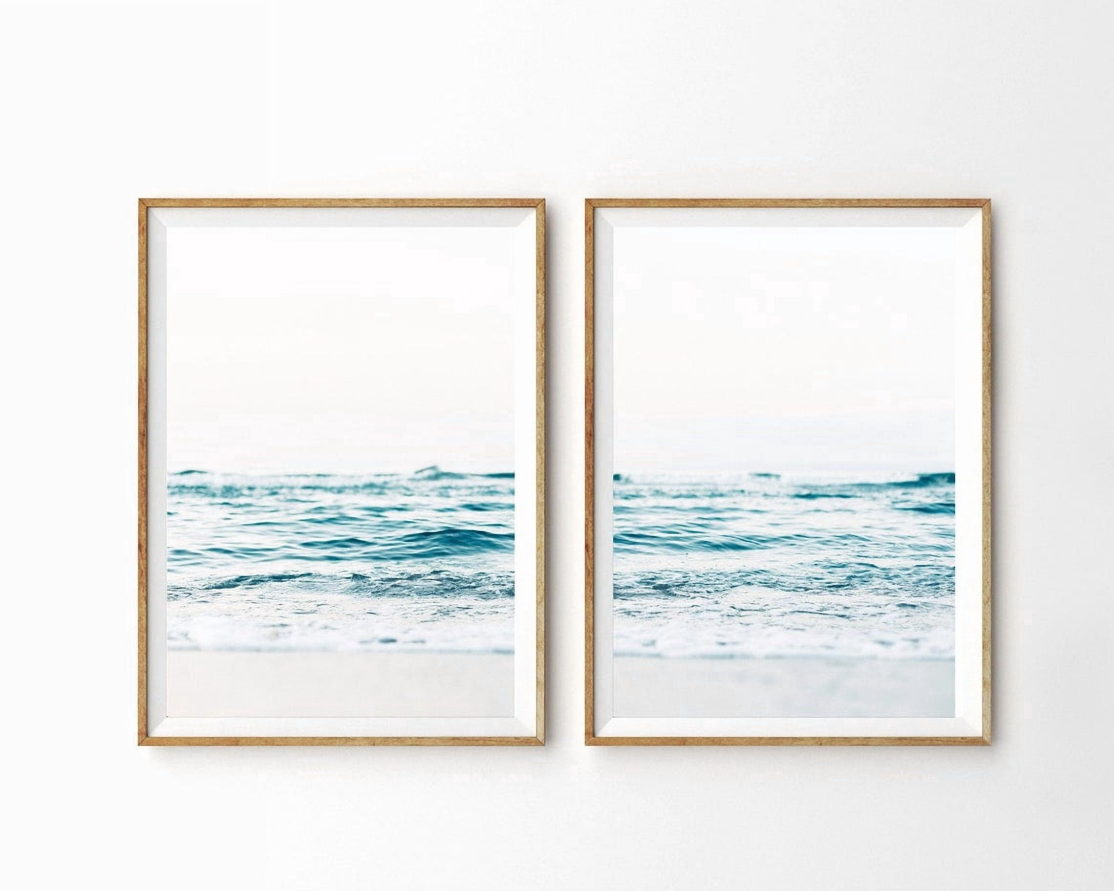 Set Of 2 Beach Coastal Ocean Tropical Waves Blue Summer Wall Art Prints ...