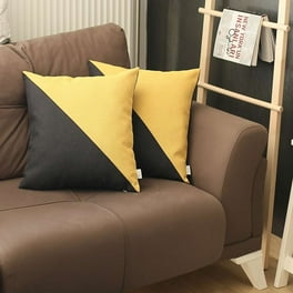 Set Of 2 Black And Yellow Diagonal Pillow Covers Set Of 2 Black And Yellow Diagonal Pillow Covers