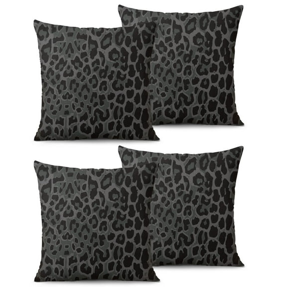 Set Of 2 Black Leopard Pillow Covers 18x18 Inch Linen Decorative Square Throw Pillow Covers for Living Room Sofa Couch Decoration