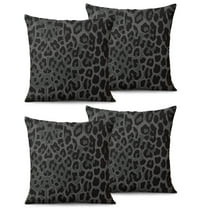 Set Of 2 Black Leopard Pillow Covers 20x20 Inch Linen Decorative Square Throw Pillow Covers for Living Room Sofa Couch Decoration