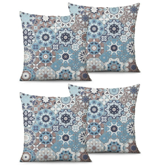 Set Of 2 Boho Pillow Covers 20x20 Inch Linen Decorative Square Throw Pillow Covers for Living Room Sofa Couch Decoration