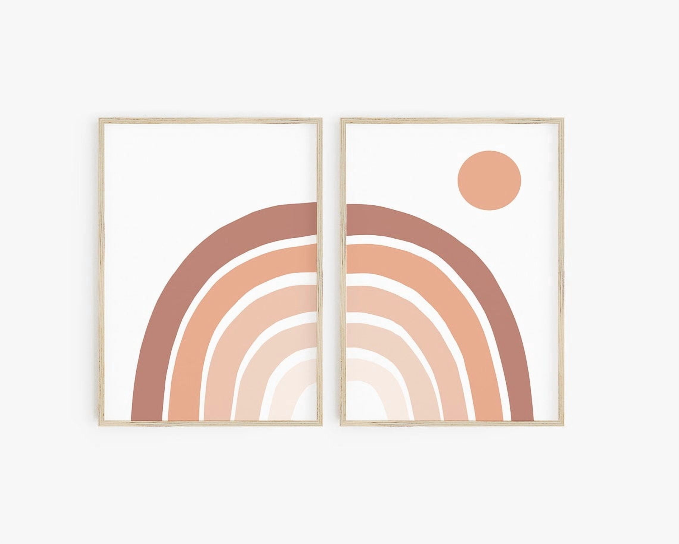 Set Of 2 Boho Rainbow Nursery Wall Art Prints, Abstract Gender Neutral ...