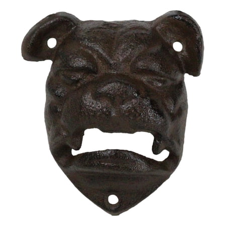 Set Of 2 Cast Iron Western Rustic Canine Dog Bulldog Wall Beer Bottle Opener