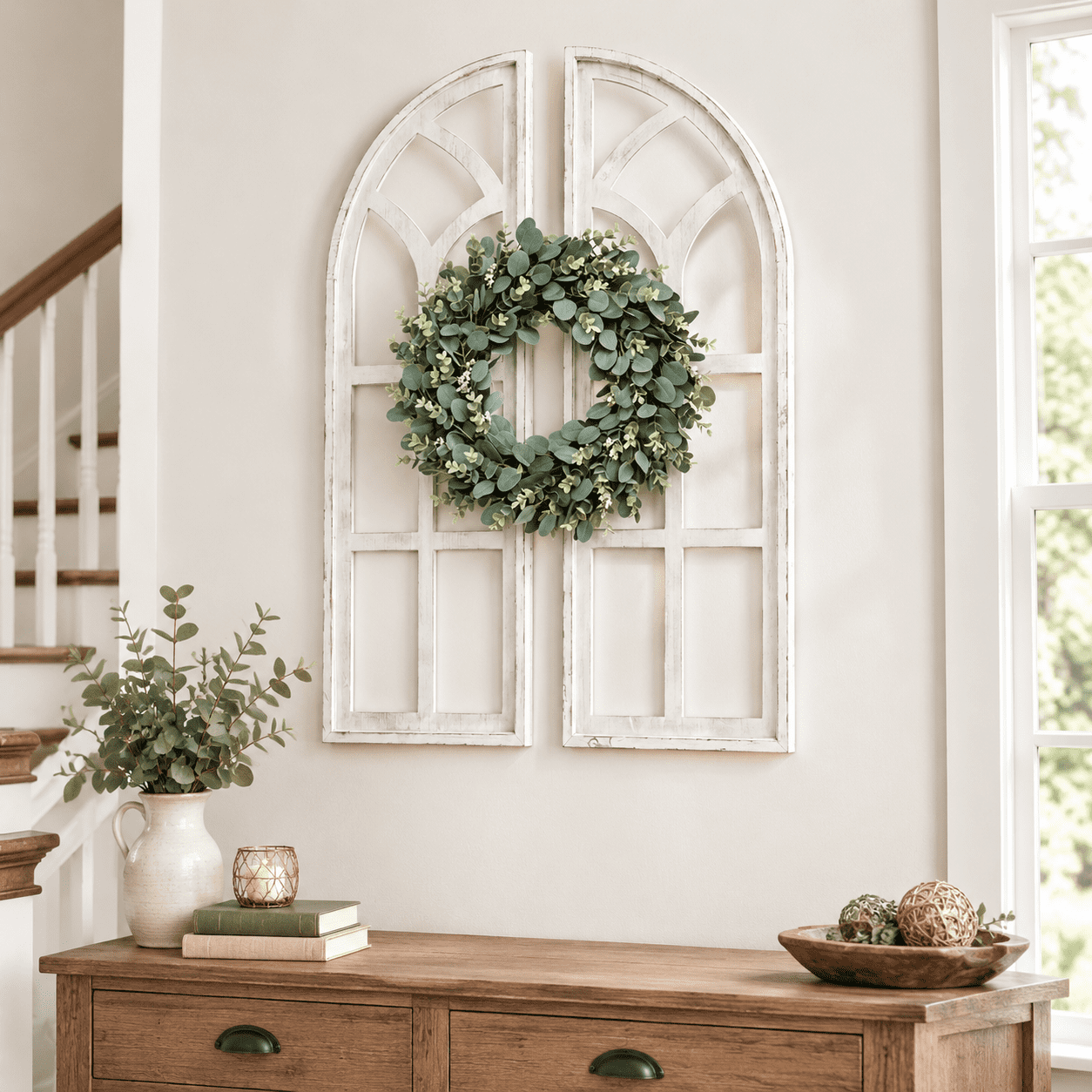 Set Of 2 Cathedral Arch Window Frame Wall Decor - 36
