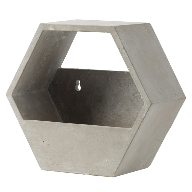 6 inch Black and Gray Cement Hexagonal Planter Pot