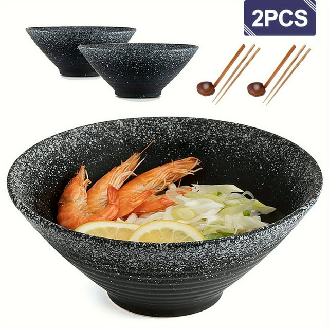 Set Of 2, Ceramic Ramen Bowl, 60 Oz Japanese Noodle Soup Bowls With ...