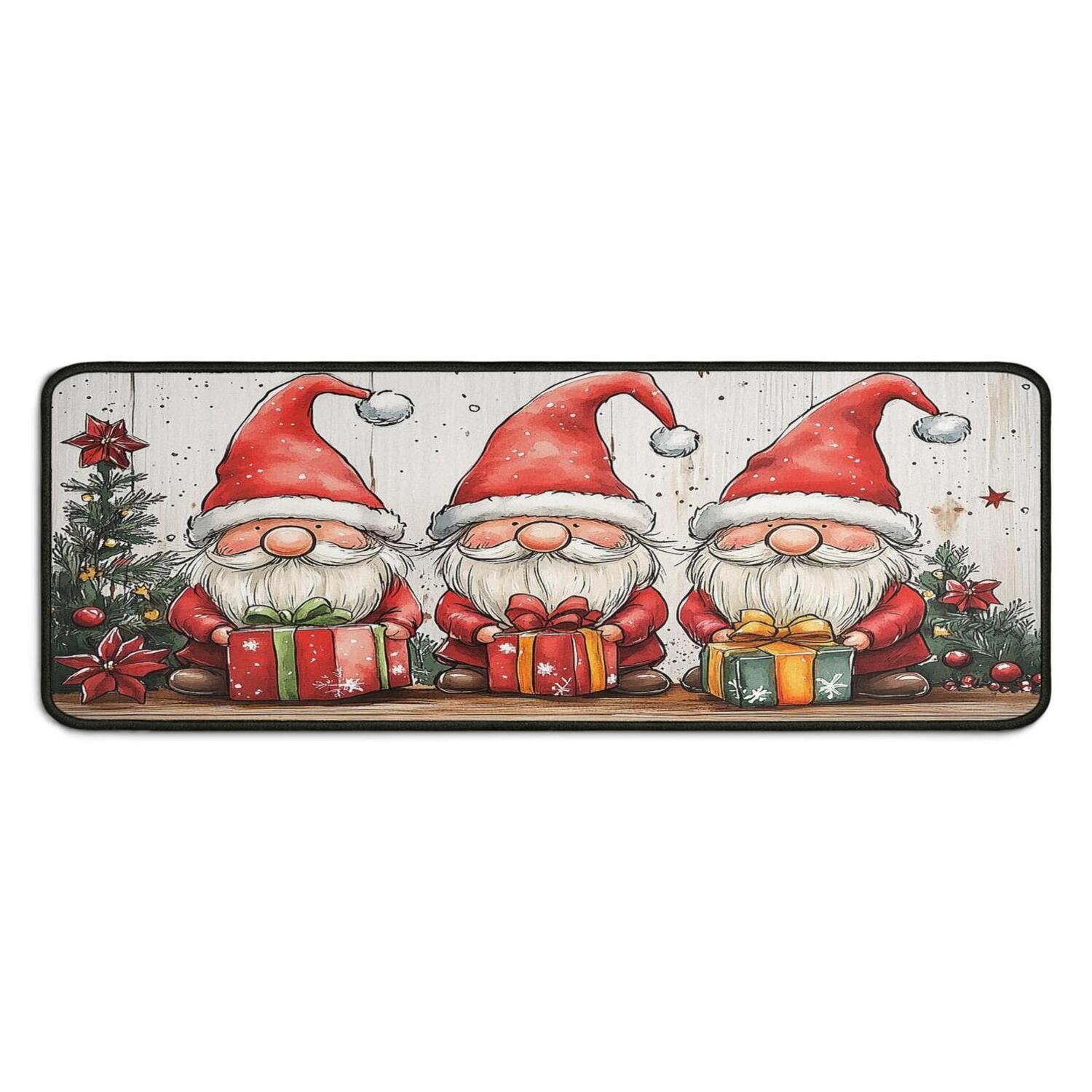 Set Of 2 Christmas Kitchen Rugs Rustic Farmhouse Triangle Tree Kitchen ...