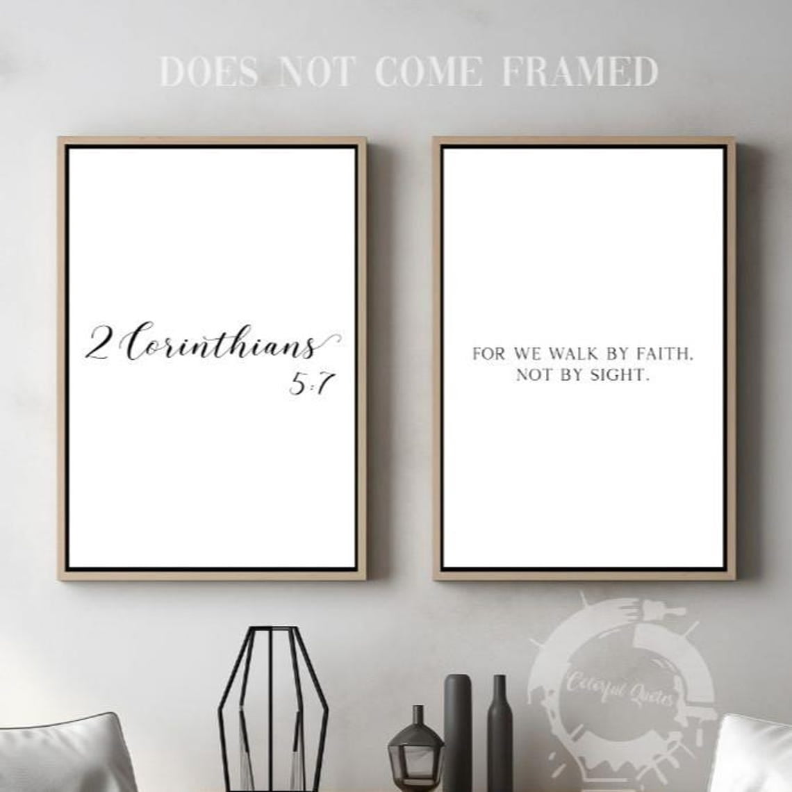 Set Of 2 Corinthians 5:7 Wall Art Prints, Christian Bible Verse ...