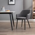 thumbnail image 1 of Set Of 2 Dining Chairs With Linen Surface, Leisure Chair With Metal Legs For Dining Room/Living Room,Dark Gray, 1 of 5