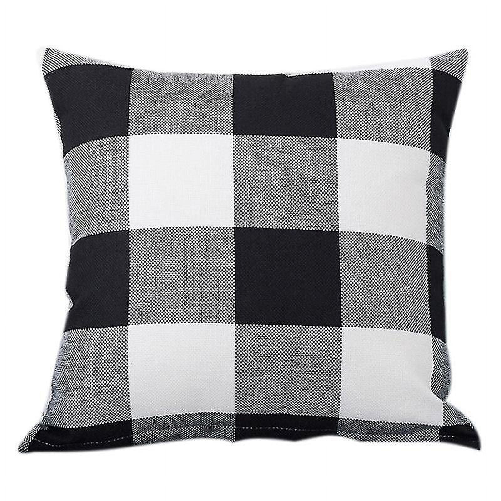 Black and White Buffalo Check Polyester Pillow Covers, 18 x 18 inches