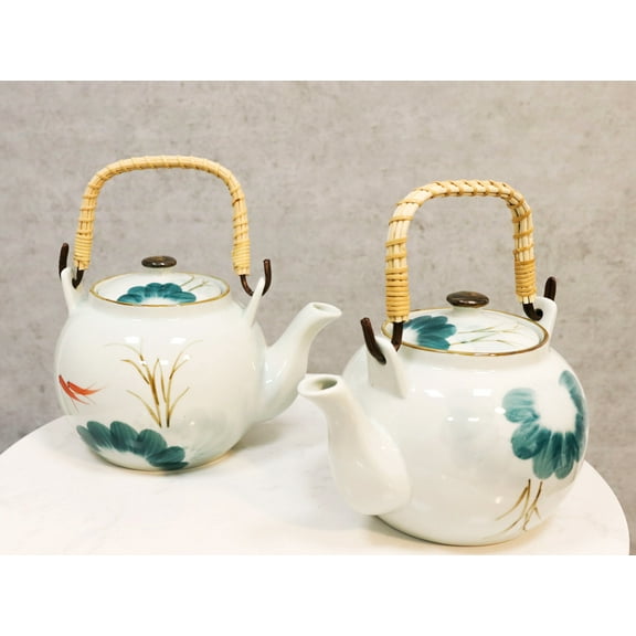 Set Of 2 Feng Shui Yin Yang Koi Fish Pair In Pond Ceramic Tea Pot 38oz Teapots