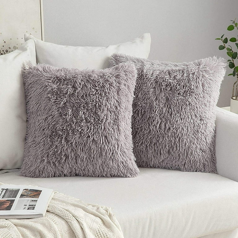 Set Of 2 Fluffy Faux Fur Cushion Soft