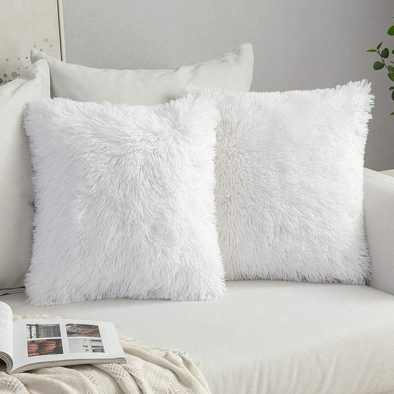 Cream faux fur pillow best sale