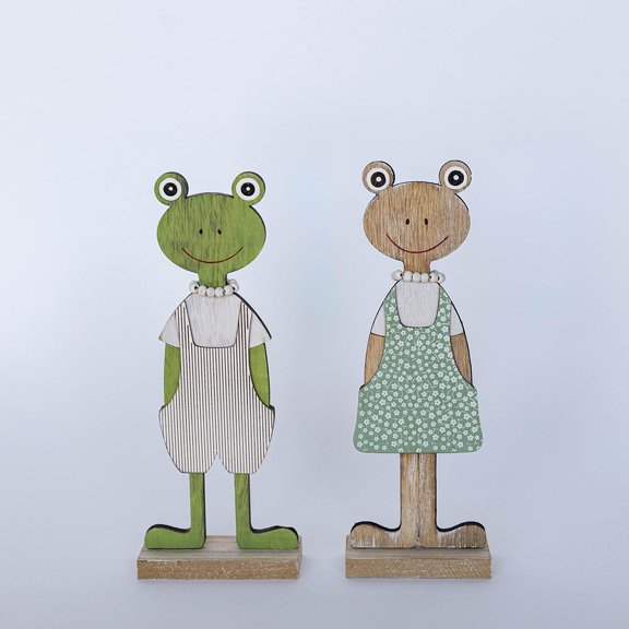 Set Of 2 Frogs Getting Ready For A Walk Figurines