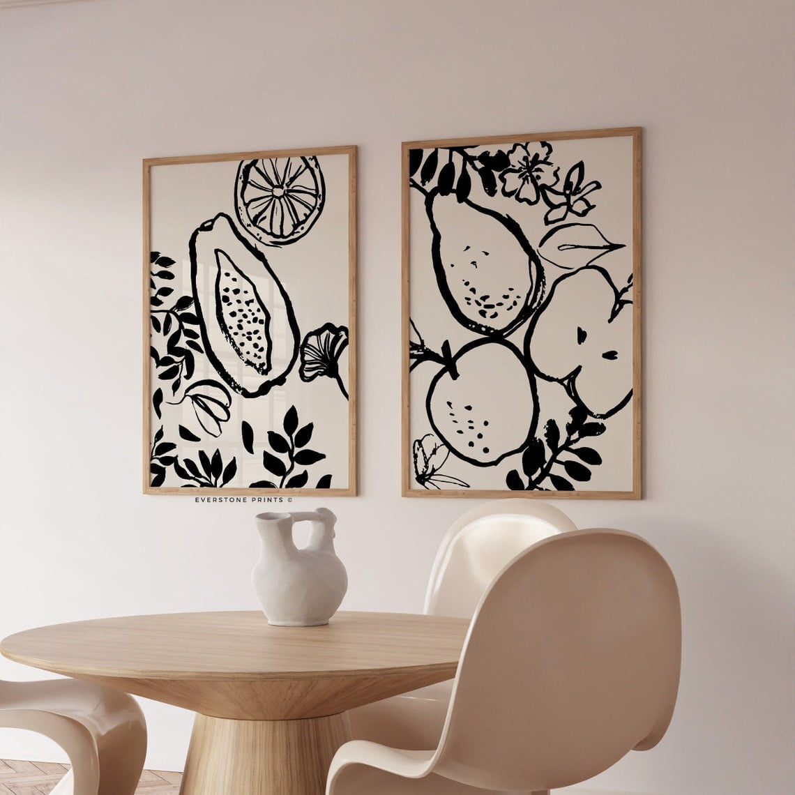 Set Of 2 Fruit Inspired Wall Art Prints, Bedroom, Office, Home And ...