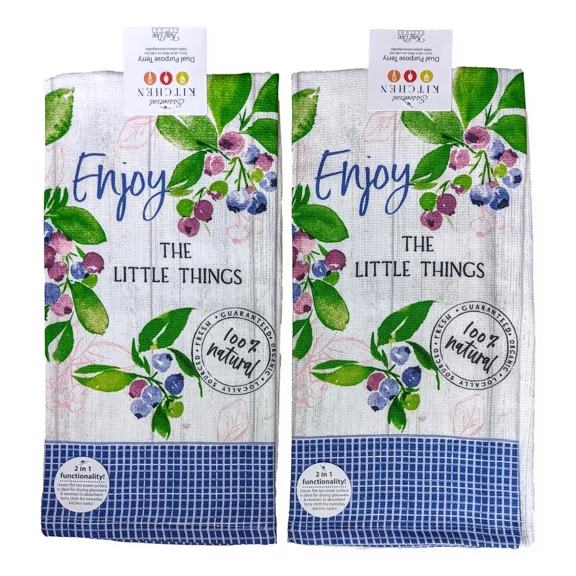 Set Of 2 Fruit Market - Blueberries Terry Kitchen Towels By Kay Dee Designs