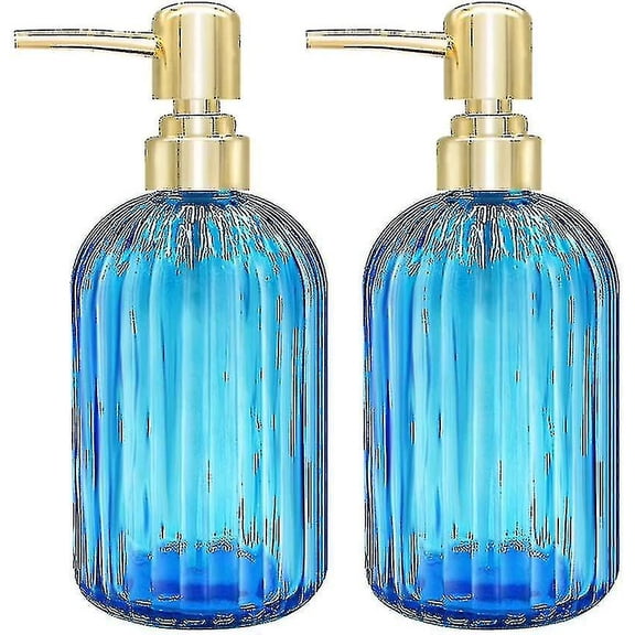 Set Of 2 Glass Kit Dispenser With Pump, Clear Hand Dispenser, Lot Dish Dispens