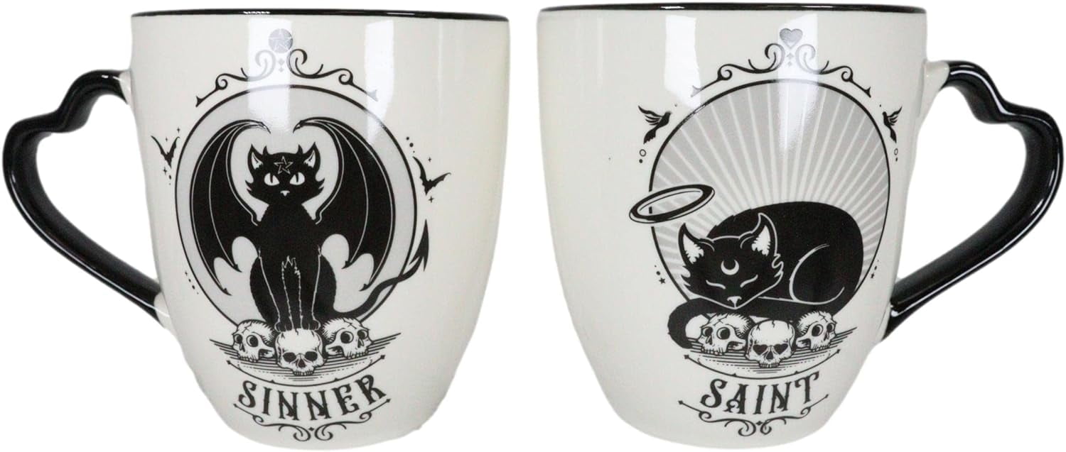 Set Of 2 Gothic Wicca Saint Or Sinner Feline Cats Witching Hour Double