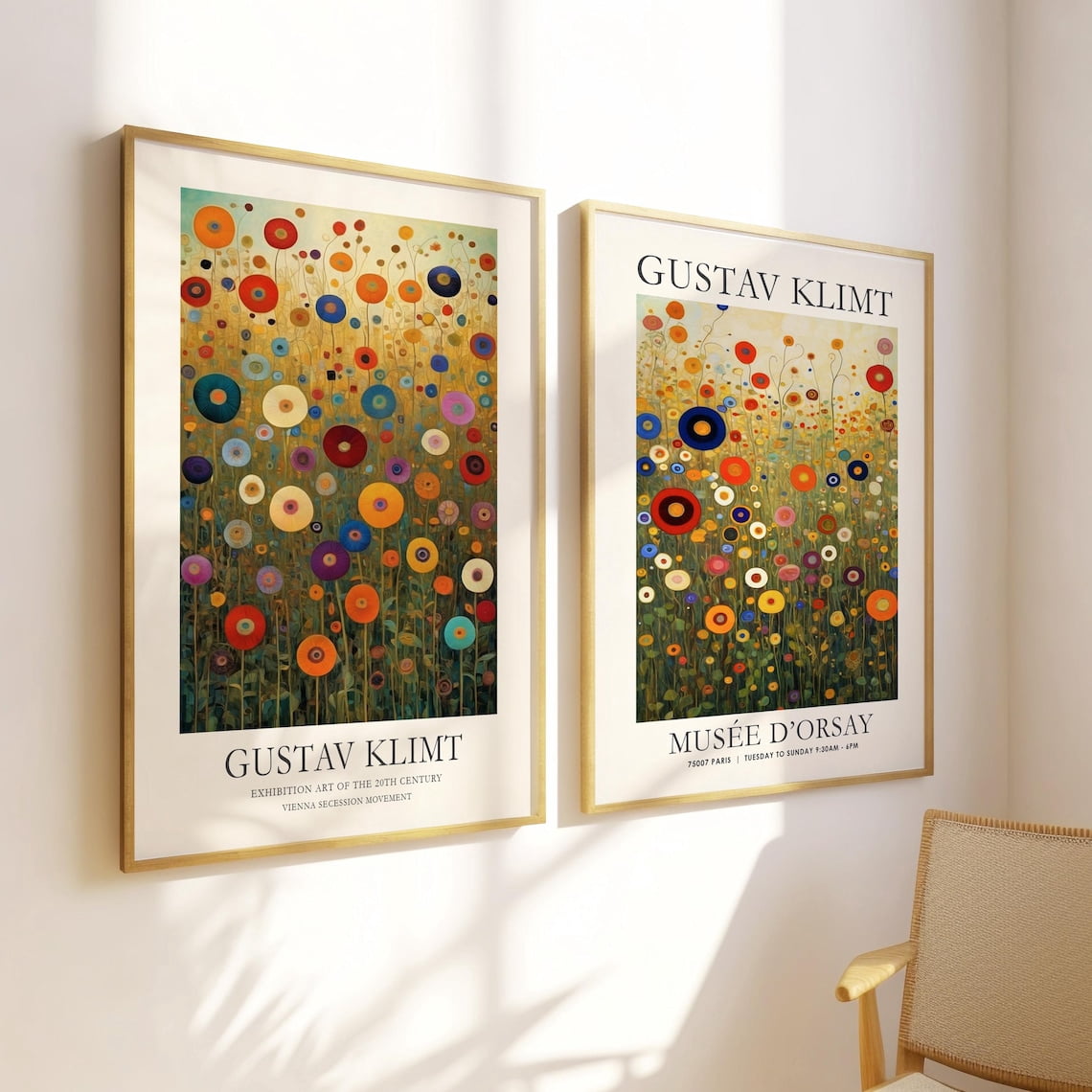 Set Of 2 Gustav Klimt Floral Vintage Botanical Flower Exhibition ...