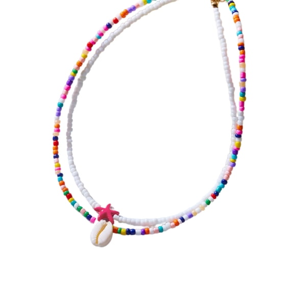 Set Of 2 Handmade Bohemian Double Layered Starfishes Shell Bead Necklaces Ideal For Nature Lovers And Music Festival Goe