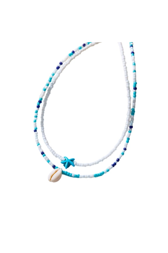 Set Of 2 Handmade Bohemian Double Layered Starfishes Shell Bead Necklaces Ideal For Nature Lovers And Music Festival Goe