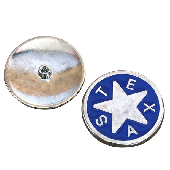 Set Of 2 Hilason Nickel Round Concho Blue Enamel Texas Star Saddle Horse