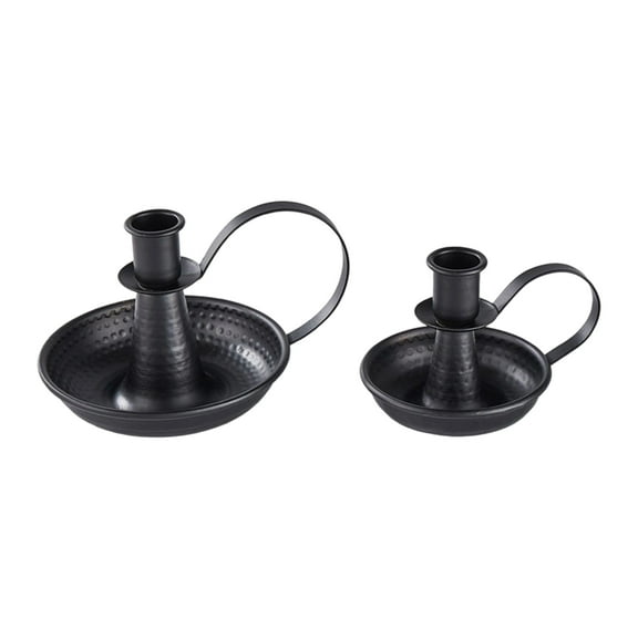 Set Of 2 Iron Candlesticks For Wedding Dining Room Decors Antique Metal Taper Holders Stand with Handle Gift