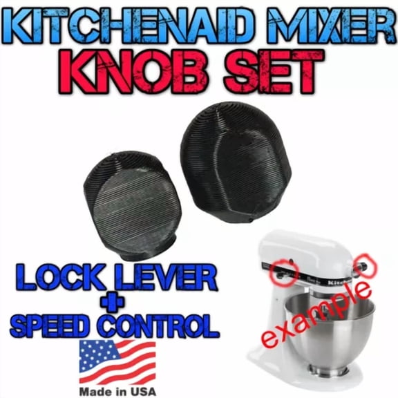 Set Of 2 Lock Lever And Speed Control Black Knob For Kitchenaid Stand Mixer