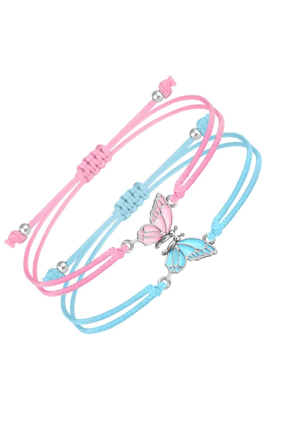Set Of 2 Matching Friendship Bracelets for Children Girls Braided Rope Handchain Fashion Wrist Accessories for Bestie