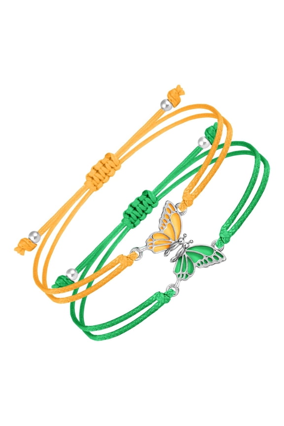 Set Of 2 Matching Friendship Bracelets for Children Girls Braided Rope Handchain Fashion Wrist Accessories for Bestie