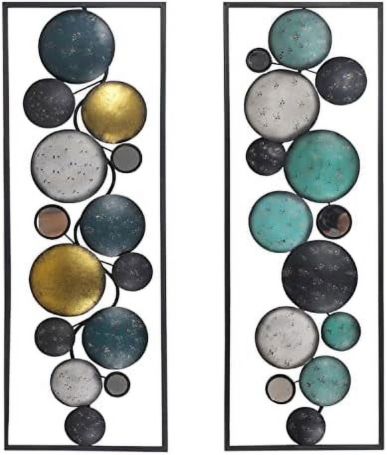 Set Of 2 Metal Wall Hanging Decor With Frame,35 X 12 Inches Modern