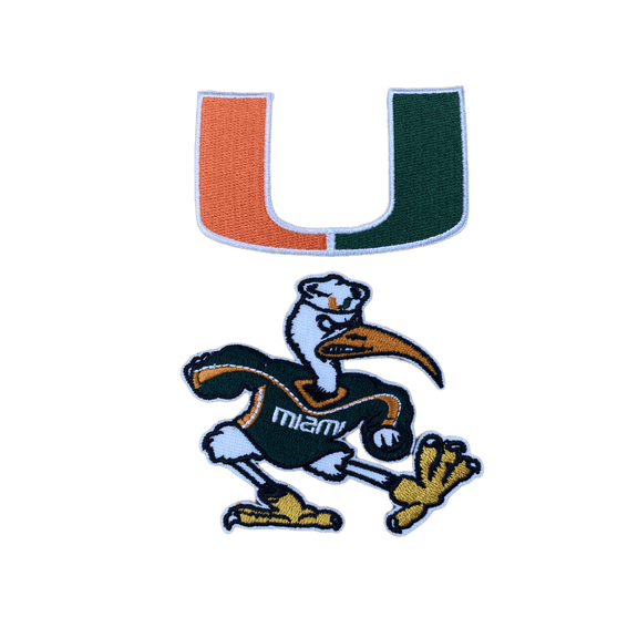 Set Of 2 Miami Hurricanes Embroidered Iron On Patches 3