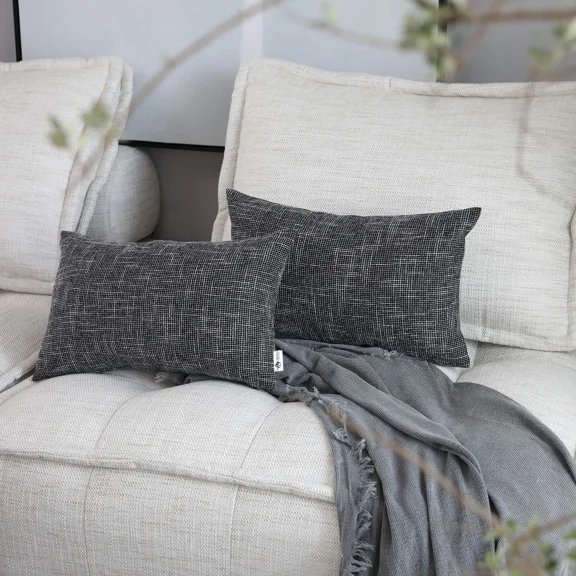 Set Of 2 Modern Linen Throw Pillow Covers Couch Cushion Covers Size 12" X 20"