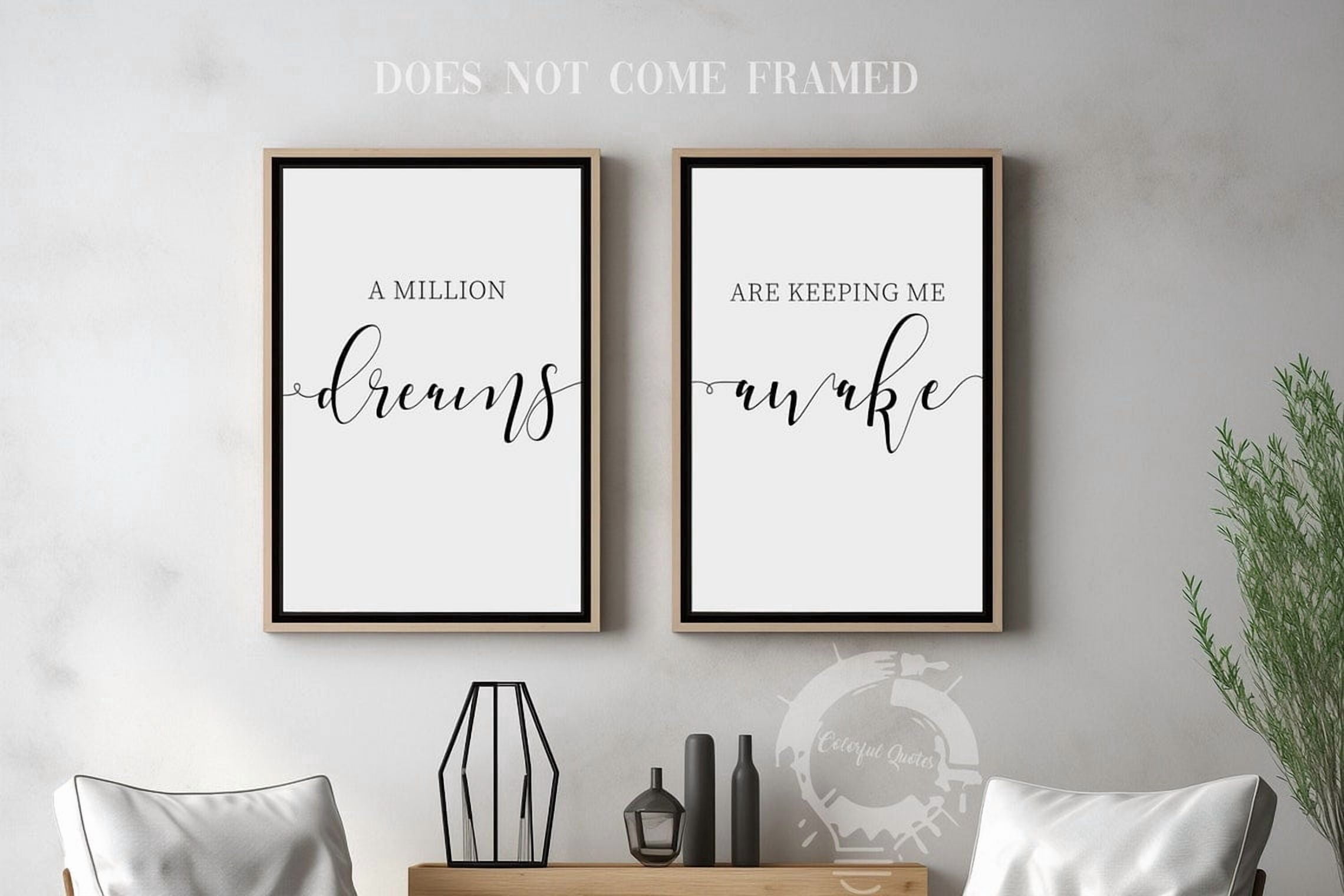 Set Of 2 Motivational Quote A Million Dreams Wall Art Prints ...