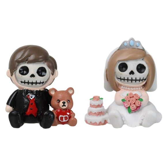 Set Of 2 Mr And Mrs Furrybones Bride Groom Wedding Skeleton Furrybones Figurines