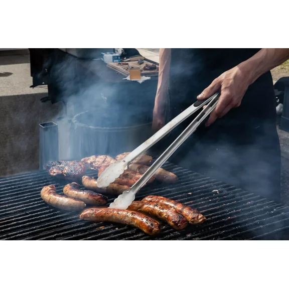 Set Of 2 Multi Purpose Metal Kitchen Tongs Food Serving Grill Cooking 12" 16"